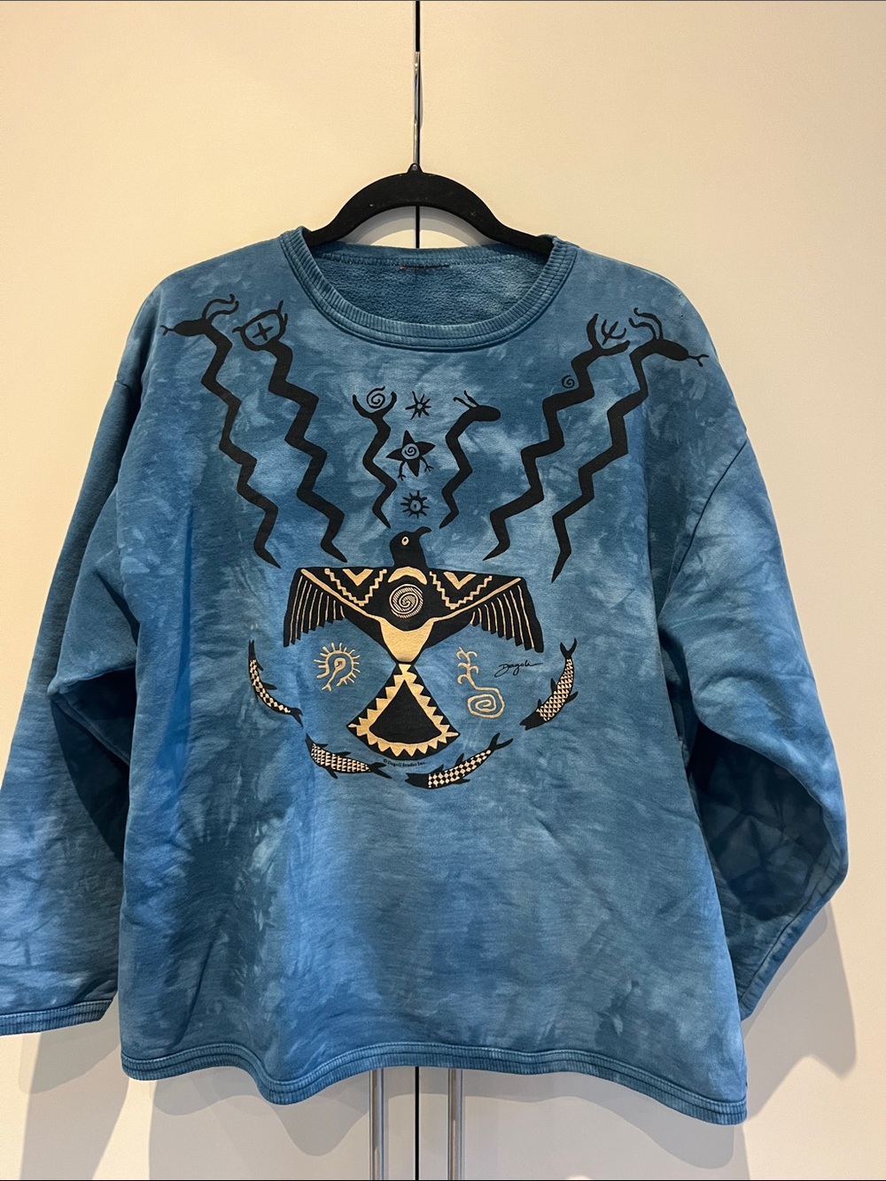 Vintage Dagoli Tie Dye Thunderbird Ancient Cave Art Sweatshirt
